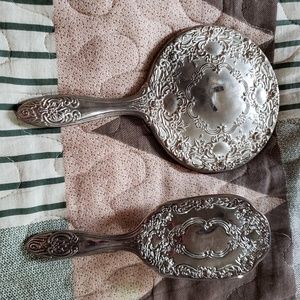 Antique mirror and brush